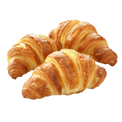 A croissant, cut in half, isolated on a transparent background.