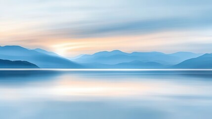 Fototapeta premium Serene Mountain Lake Reflection in Soft Focus
