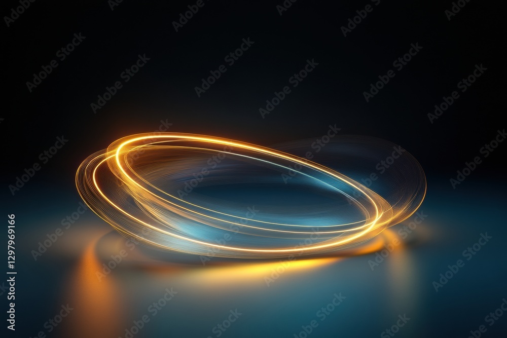 Leinwandbilder Colorful light trails swirl in a dark space during an artistic display of motion and energy. Generative AI