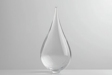 Fototapeta premium Glass teardrop sculpture, white background, purity