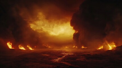 Obraz premium Intense flames engulfing land wallpapers