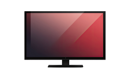 Digital Display: Sleek modern flat-screen television, showcasing a vibrant red and black gradient on the screen.
