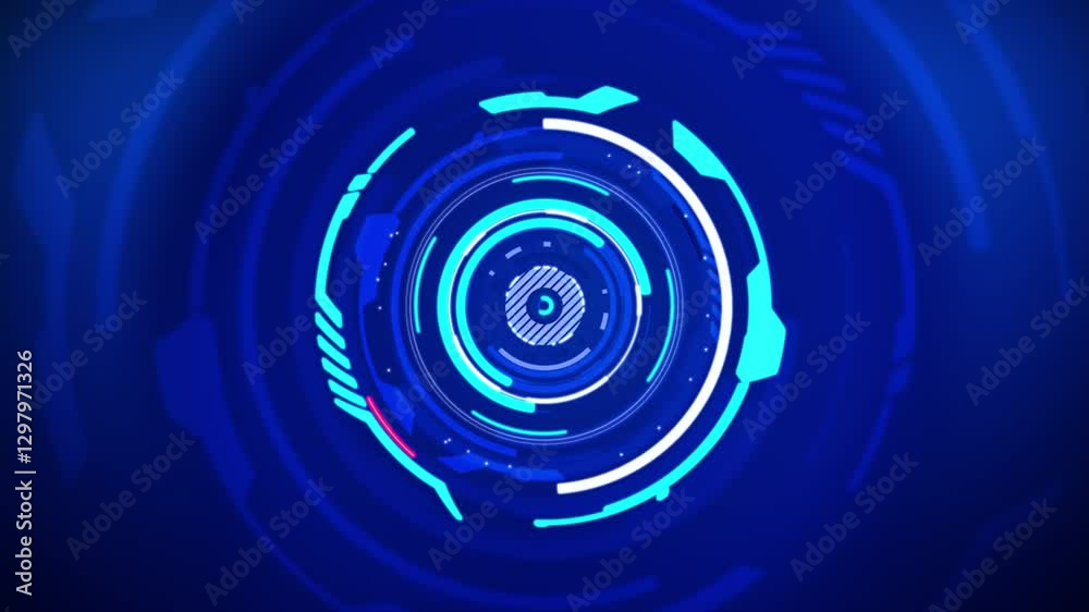 Poster Circle rotate  HUD head up display interface template universal technology line and frame video overlay futuristic with basic geometry line element. Video template widescreen aspect ratio