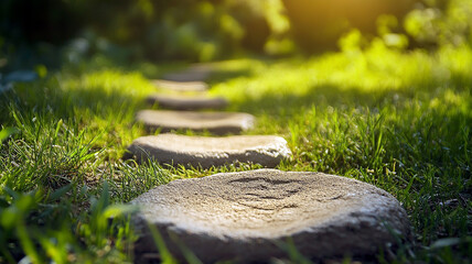 path paved with stones in a green park