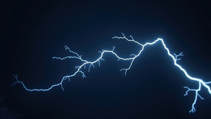 Flowise Ai. Bright blue lightning bolt isolated on black background, e