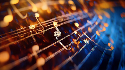 golden notes musical pattern abstract concept