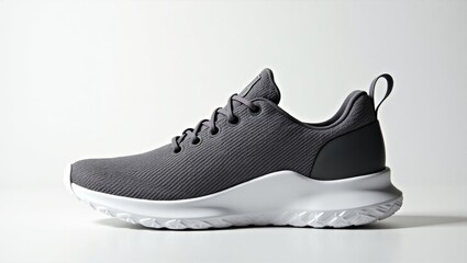 Mesh Sneakers. Shoe is grey and white with black top