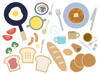 北欧風の可愛くておしゃれなモーニングのイラスト色々セット