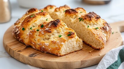 Fototapeta premium Irish soda bread on a wooden board. 