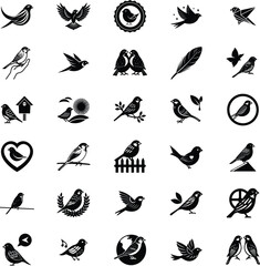 Elegant Bird Icons Silhouettes, Symbols, and Avian Designs