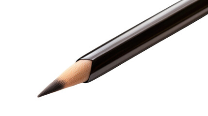 Pencil Point in Focus: A close-up shot of a freshly sharpened pencil tip, highlighting its dark graphite core and sleek, black wooden body, a symbol of creativity and writing.