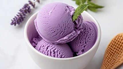 Purple ice cream with sweet potato or taro .