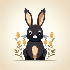 Fototapeta premium Minimalist Flat Style Rabbit Artwork with Dark Tones