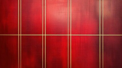 Red and gold grid textured wall.