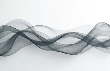 Naklejka premium Abstract blend of grey wave lines against white backdrop. Elegant, modern design with smooth curves for texture, wallpaper, web design projects. Flowing gradient background for various creative