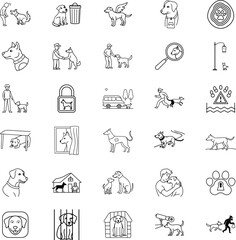 Fototapeta premium Dog Shelter Icons Adoption, Care, Safety, and Responsibility