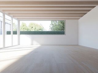 Obraz premium Spacious minimalist interior featuring natural light and sleek design in a modern home