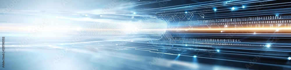 Poster a dynamic representation of speed and innovation, showcasing light trails and abstract patterns. thi