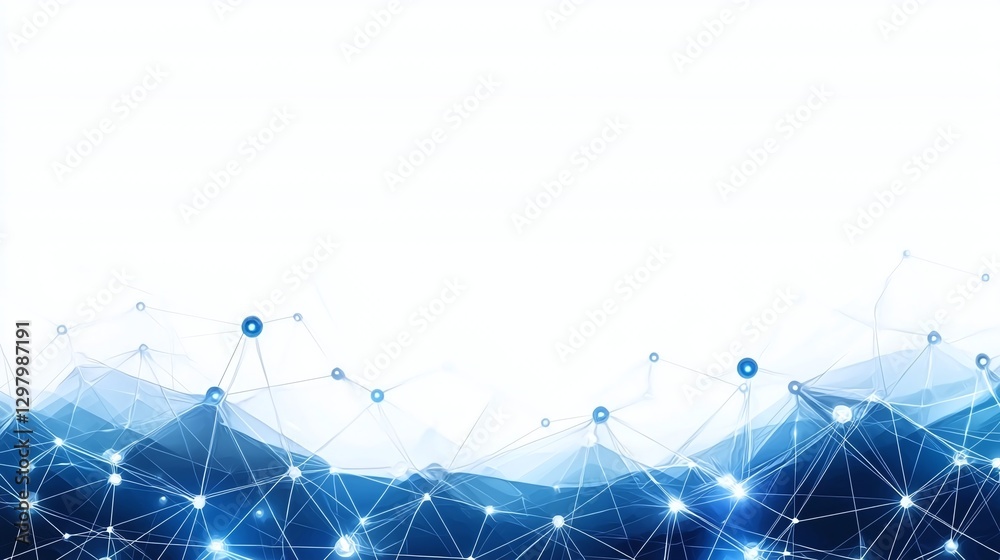 Poster a futuristic digital landscape featuring interconnected nodes and lines, symbolizing data flow and t