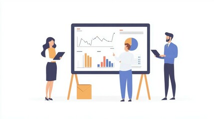 Business people, tablet screen and bookkeeping with chart, technology or graph for company budget at office. Businessman, woman or colleagues with display for financial data or consumer analysis