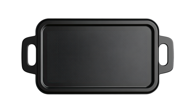 Culinary Canvas: An empty black griddle with handles, showcasing the potential for delicious creations and culinary exploration. 
