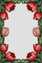 Fototapeta premium Beautifully illustrated tulips in a vintage floral design showcasing vibrant colors and detailed textures in botanical art
