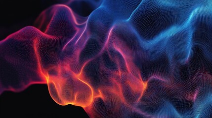 Fototapeta premium Digital graphic abstract background for technological processes, neural networks, digital data storage, particle flow, fundamentals of artificial intelligence Technology Network Background, banner