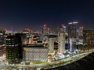 Fototapeta premium Sunrise Over Manchester Deansgate Square and Castlefield