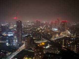 Fototapeta premium Sunrise Over Manchester Deansgate Square and Castlefield