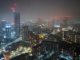 Fototapeta premium Sunrise Over Manchester Deansgate Square and Castlefield