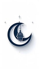 Ramadan kareem sticker clip Art logo icon white and dark blue, white background