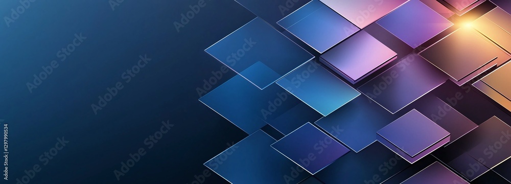 Poster a modern abstract background featuring a dynamic arrangement of colorful squares and rectangles, cre