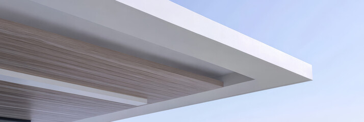 Obraz premium Modern architectural design features clean lines and minimalist elements at coastal location