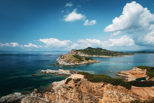 Scenic Coastal Landscape with Rocky Cliffs and Blue Sea