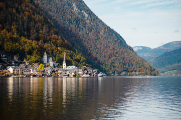 Scenic view of famous mountain village Hallstatt