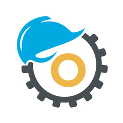 Gear Helmet Logo combine with letter O vector template
