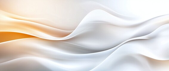 Obraz premium A smooth abstract background featuring flowing waves in soft shades of orange and white. Ideal for creative projects, presentations, or digital art. Versatile and elegant.