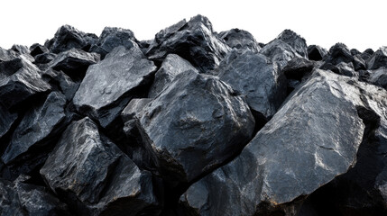Pile of Volcanic Rocks: A stark, compelling view of an irregularly stacked pile of rugged, dark volcanic rocks, highlighting their raw, unrefined texture.