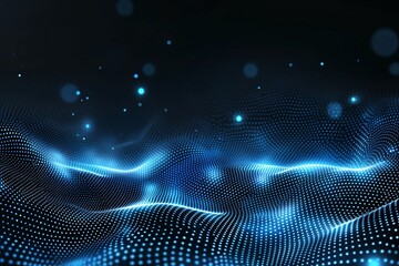 A stunning abstract background featuring waves of glowing blue light with dots and particles. Perfect for tech-oriented projects, digital art, or futuristic themes.