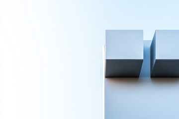 Modern geometric design featuring minimalist blocks against a soft blue background