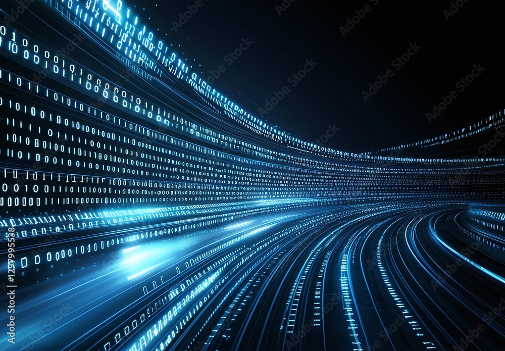 Aufkleber a stunning visual of flowing binary code, representing the dynamic and fast-paced world of digital t