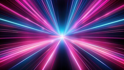 Fototapeta premium A glowing laser-light effect with soft pink and blue lines radiating from the center, creating a vibrant and dynamic visual display.