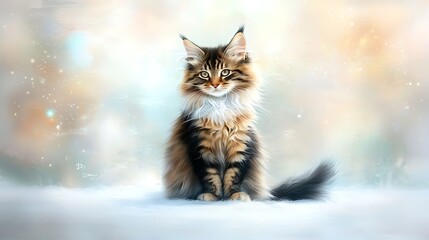 Majestic maine coon cat portrait soft background animal photography cozy environment close-up feline beauty