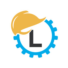 Gear Helmet Logo combine with letter L vector template
