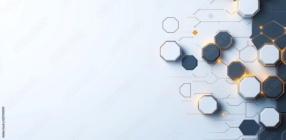 Poster abstract background featuring hexagonal shapes and interconnected lines