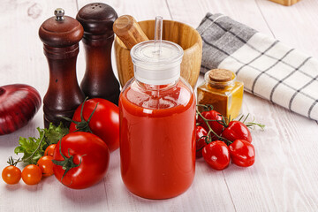 Fresh Tomato juice in the glass