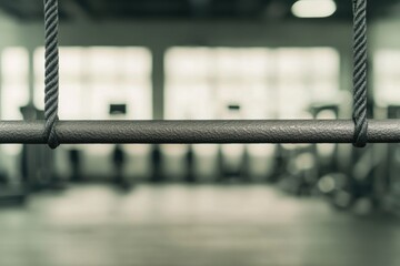 Industrial gym setting with blurred background focusing on sturd