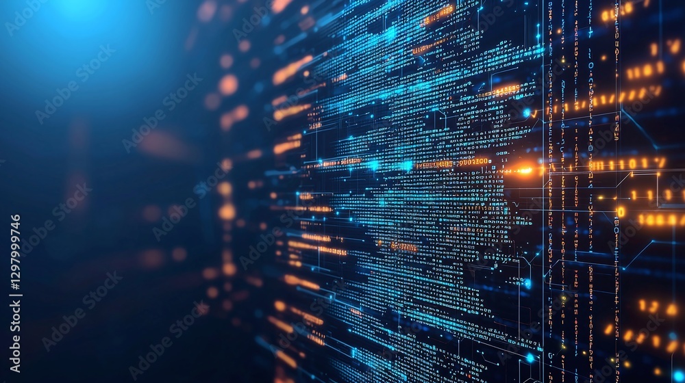Aufkleber abstract digital background showcasing a flow of glowing data streams representing advanced technolo