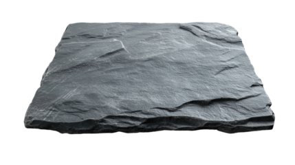 Textured Slate Slab: A close-up showcases a textured, rectangular slate slab with irregular edges and subtle variations in tone, hinting at its natural origin and versatility.
