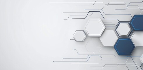 Fototapeta premium Abstract hexagonal shapes and lines in a modern design, showcasing innovation and creativity in technology. Perfect for concepts related to connectivity and digital advancement.